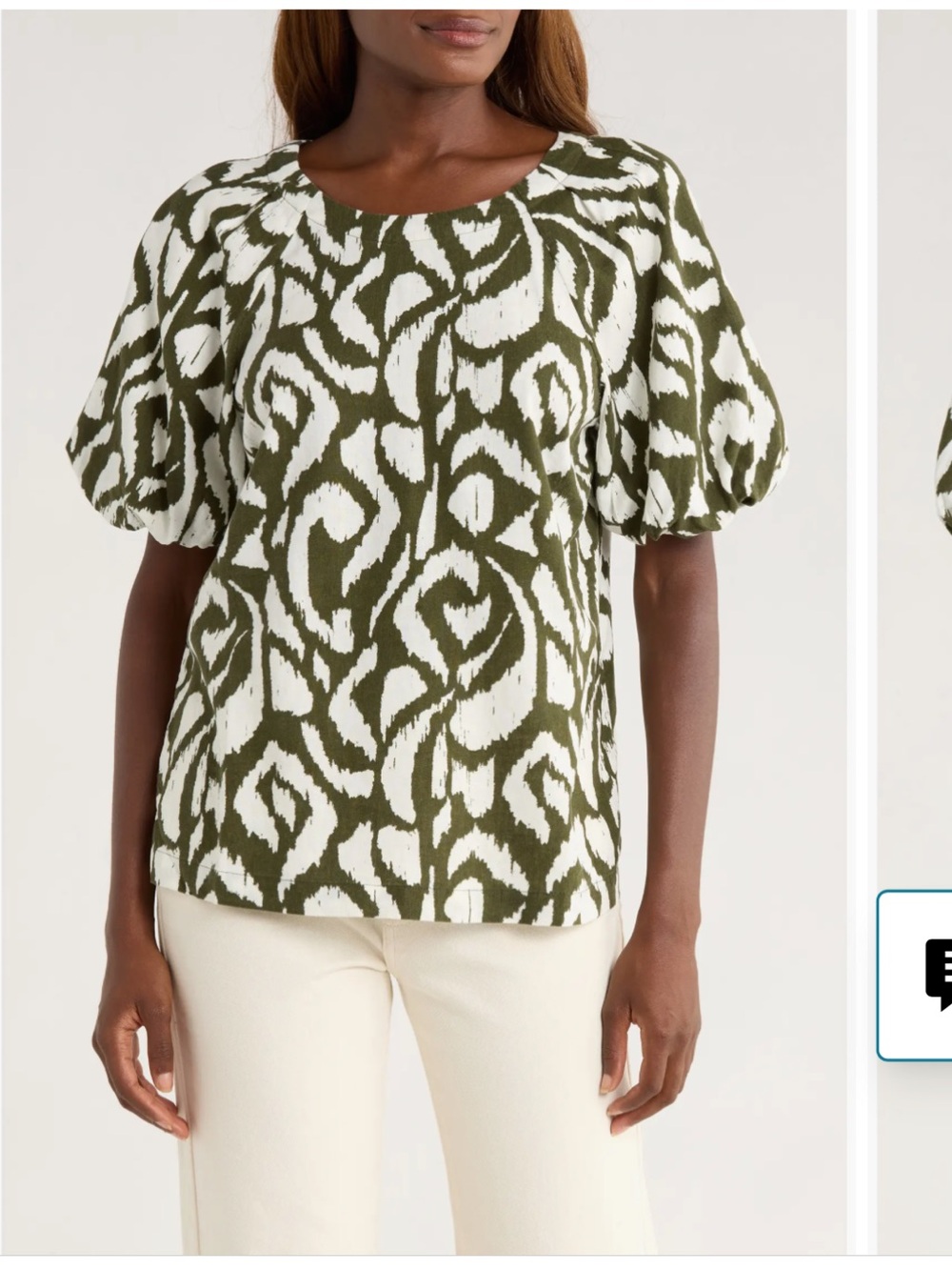 Tommy Bahamas Inlet Ikat Print Linen Blend Top